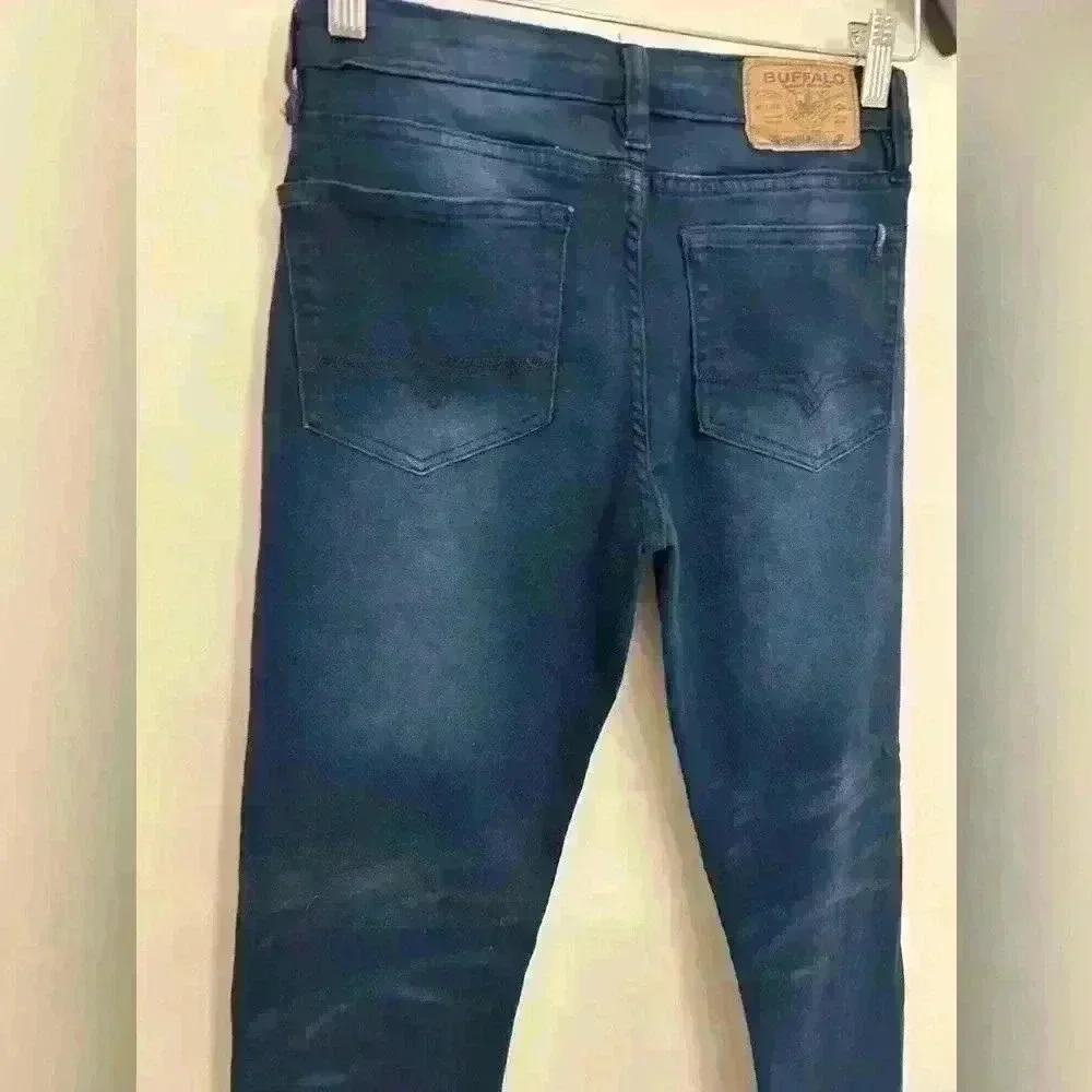 Buffalo David Bitton Evan Slim Straight Fit Faded Dark Blue Stretch Jeans Size12